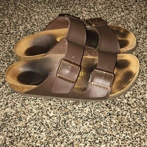 Size 7 brown two strap Birkenstocks